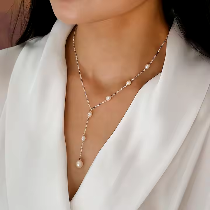 Valeria Necklace | Vintage Style Freshwater Pearl, 925 Sterling Silver