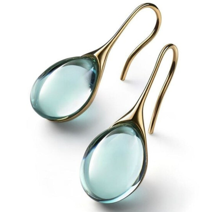 Gala Gold Drop Earrings | Elegant Teardrop Design with Crystal Inlay