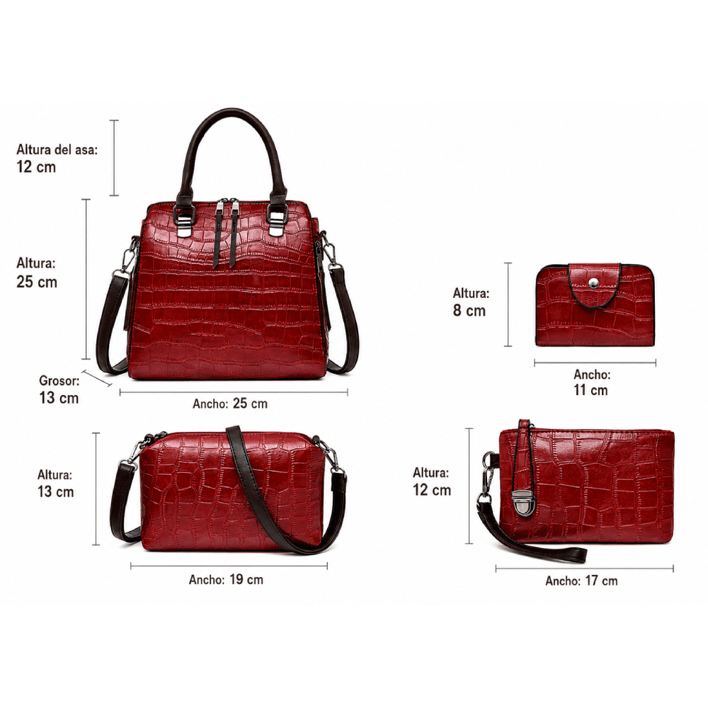 Elvira – Four-Piece Crocodile-Effect Bag Set