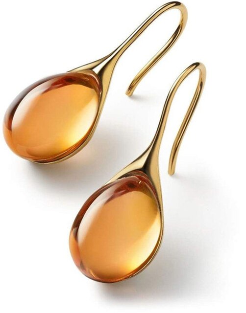Gala Gold Drop Earrings | Elegant Teardrop Design with Crystal Inlay