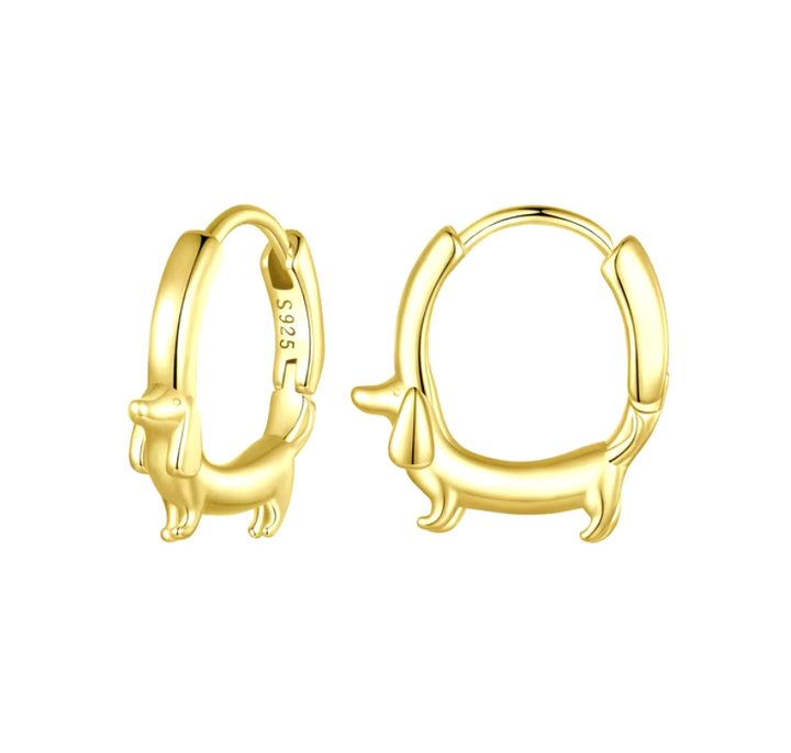 Dalia Dachshund Hoop Earrings | 925 Sterling Silver, Gold-Plated