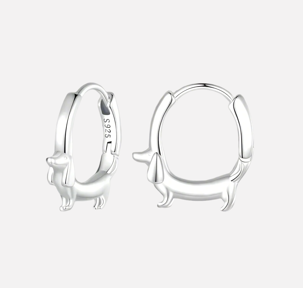 Dalia Dachshund Hoop Earrings | 925 Sterling Silver, Gold-Plated