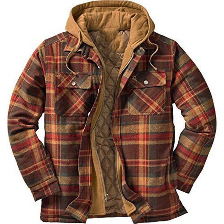 Torin - Fodrad herrjacka med rutig mönster och huva