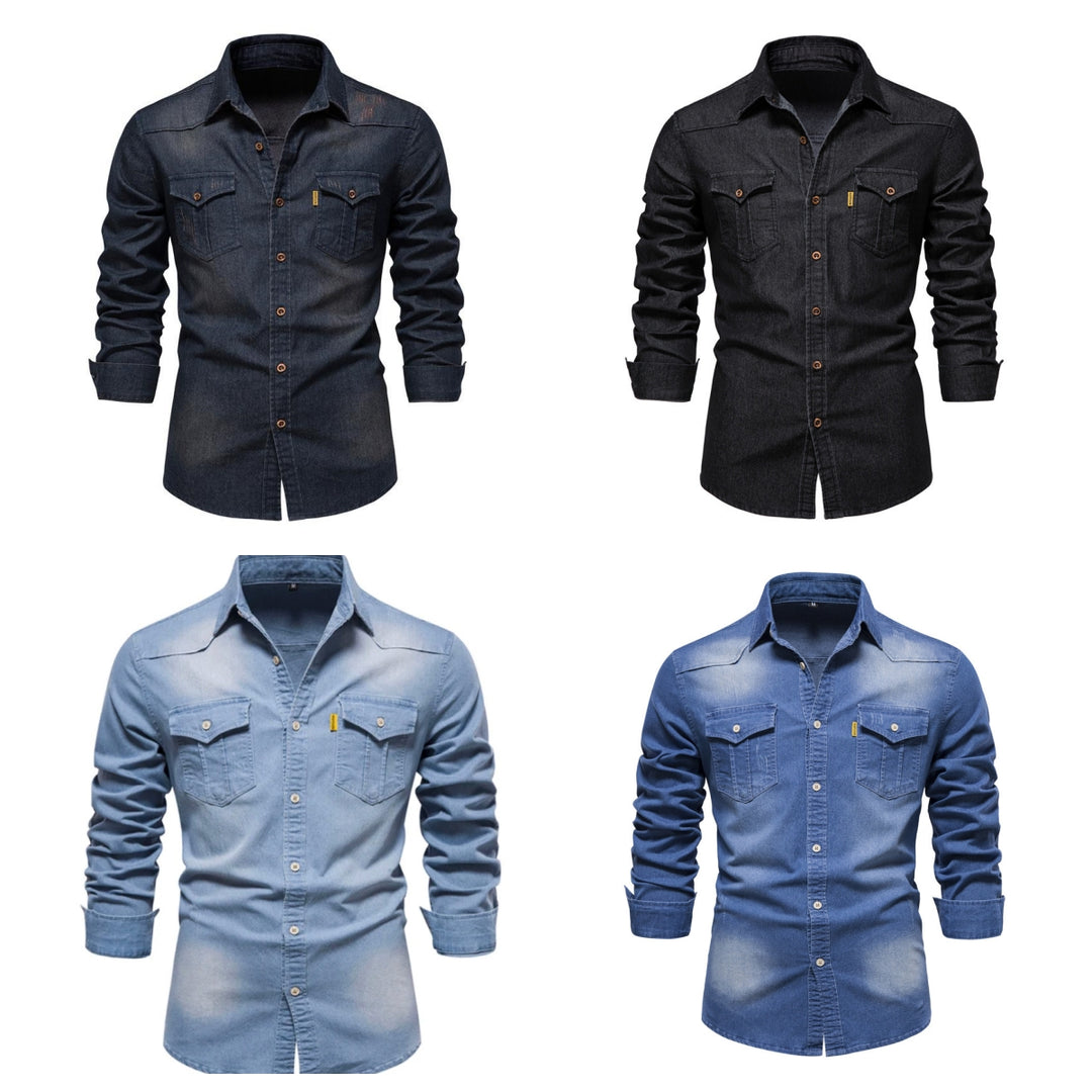 Levi -Zwart denim overhemd met stoere uitstraling