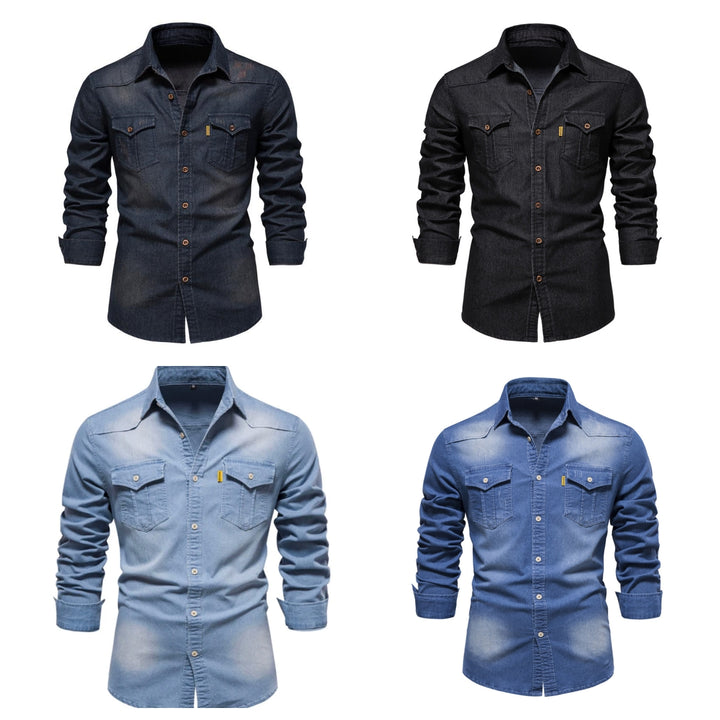Levi -Zwart denim overhemd met stoere uitstraling