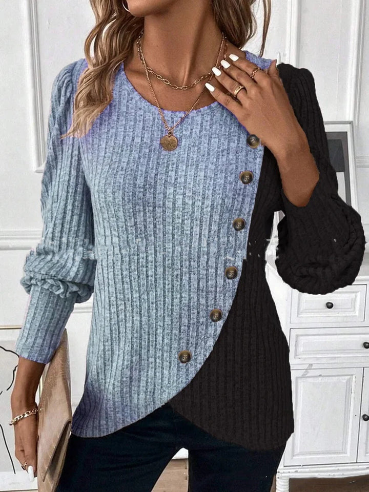 Prya – Ribstickad tröja med asymmetrisk detalj