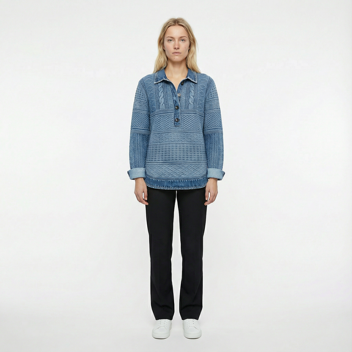 Marit – Tröja med struktur och knapplåsning