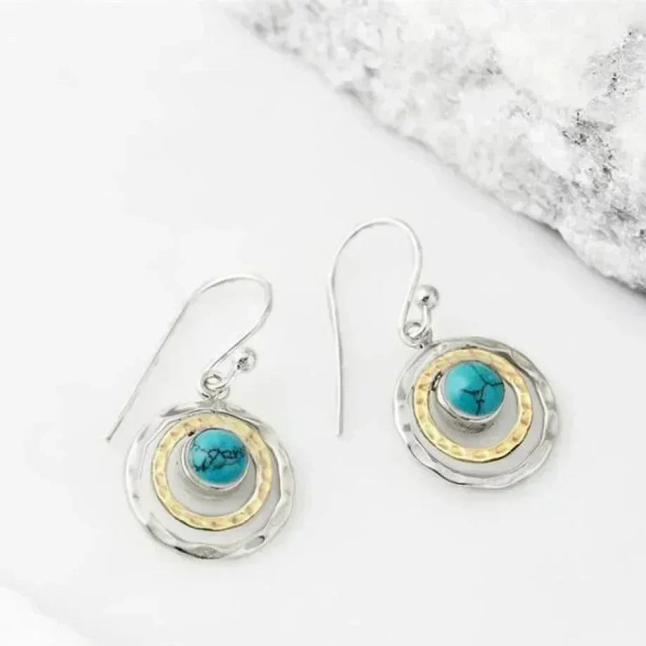 Boho Saturn Earrings: Turquoise &amp; Gold
