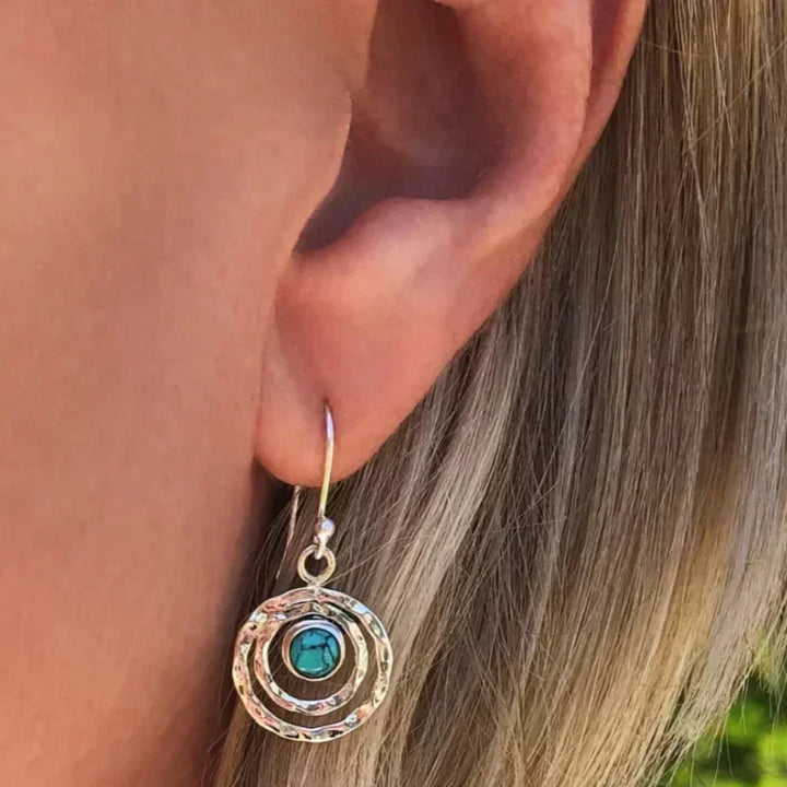 Boho Saturn Earrings: Turquoise &amp; Gold