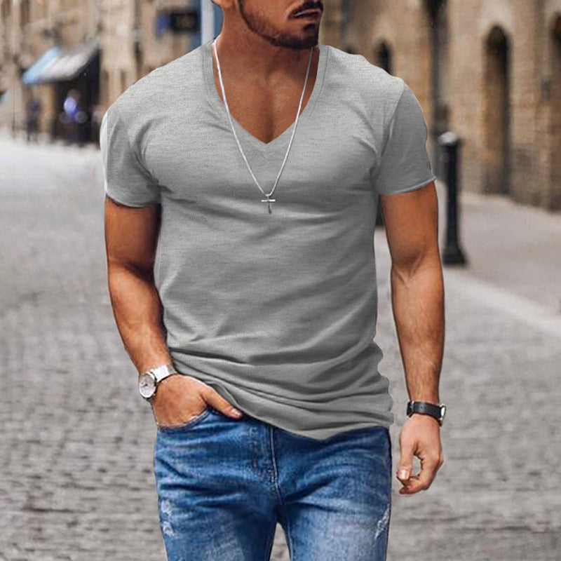 Arvid – Svart V-Hals T-shirt för Dagligt Komfort