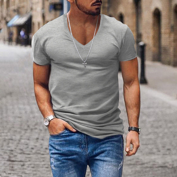 Arvid – Svart V-Hals T-shirt för Dagligt Komfort