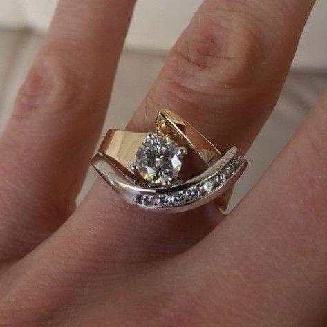 Vera Zirconia Ring | Vintage Irregular Geometric, Silver and Gold Plated Copper