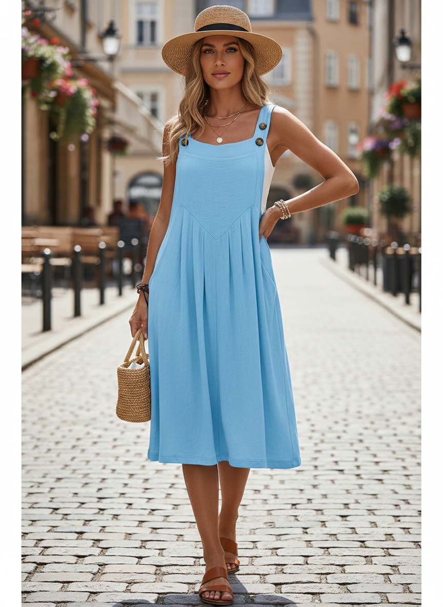 HOLD WAITING FOR HST -Aveline – Airy dungaree dress with a relaxed summer feel