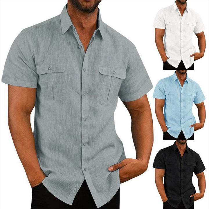 Orvin -Lichtblauw zomershirt met borstzakken