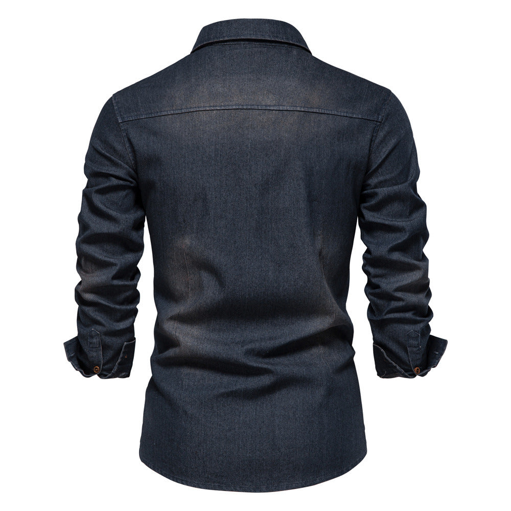 Levi -Zwart denim overhemd met stoere uitstraling