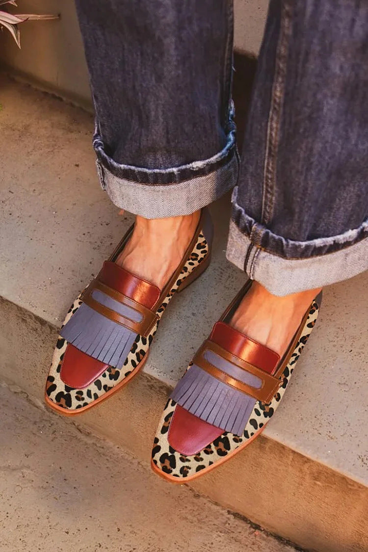 Zelma – Statement loafers med fransar och tryckdetaljer