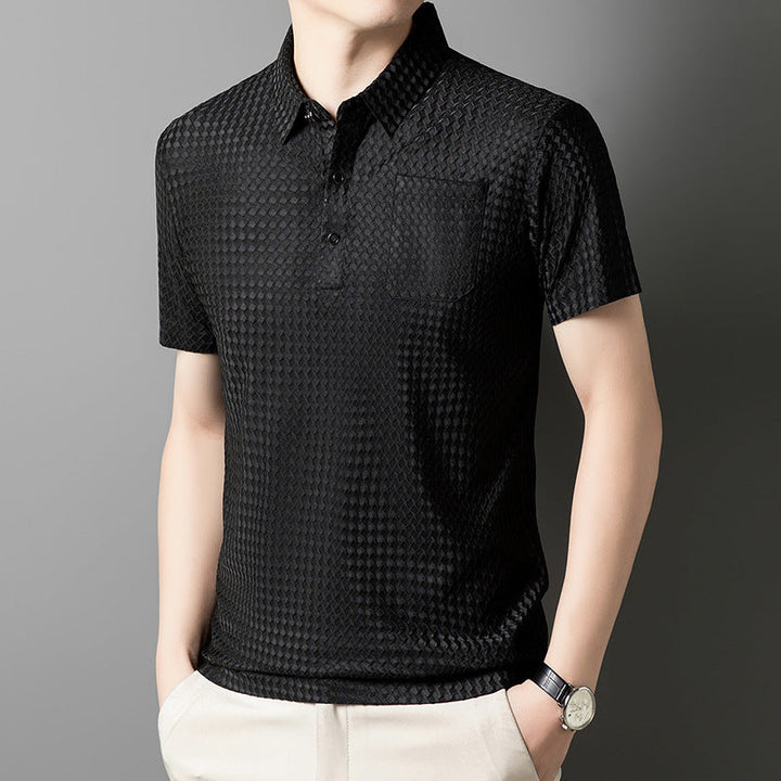 Riven – Textur Polo med bröstficka