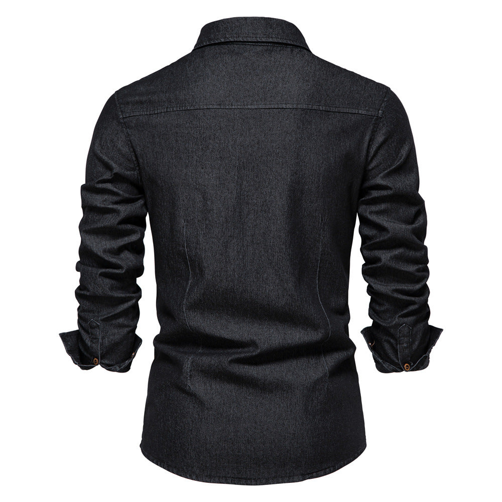 Levi -Zwart denim overhemd met stoere uitstraling