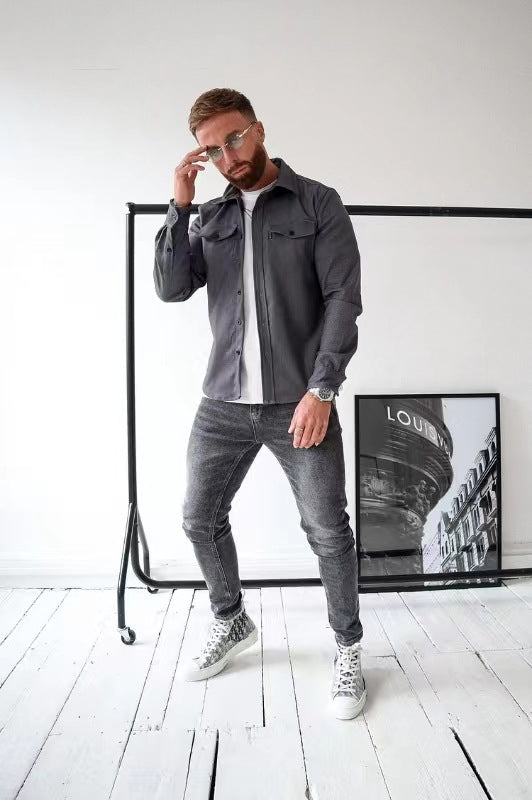 Elias - Beige overshirt med modern stil