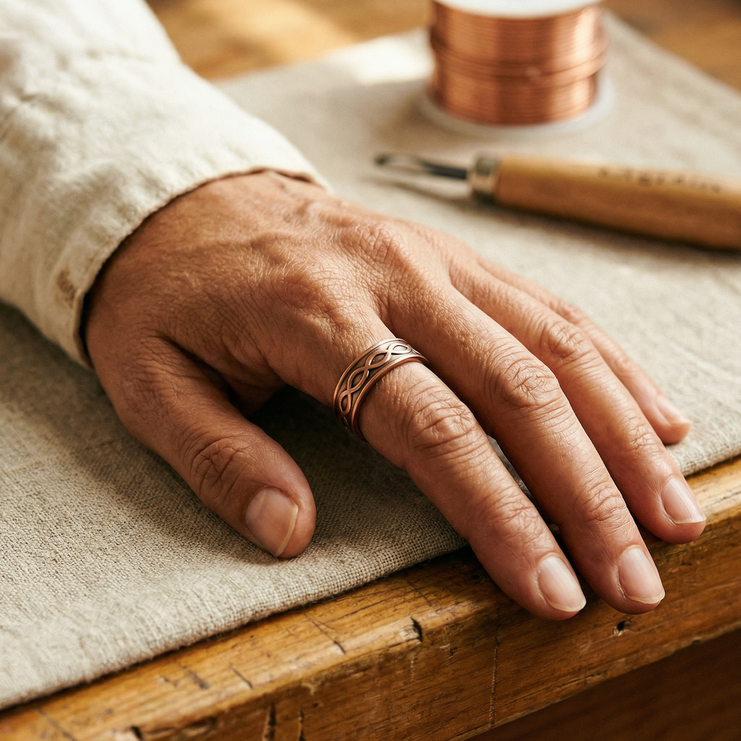 Eamon – Copper Ring with Woven Pattern