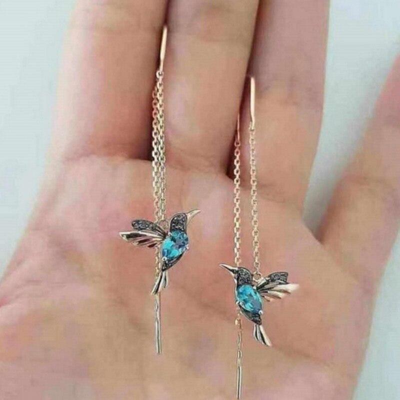 Hera Enamel Earrings | Hummingbird Design with Zirconia Accents for Women