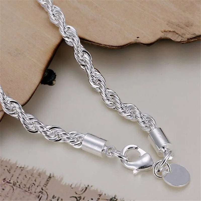 Ella – Silver Braided Rope Bracelet