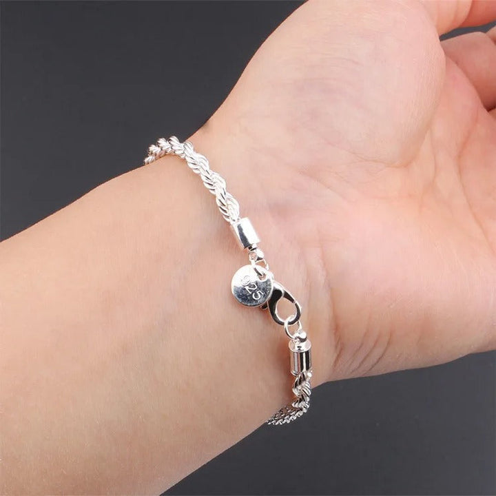 Ella – Silver Braided Rope Bracelet