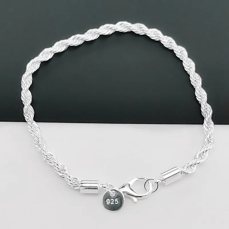 Ella – Silver Braided Rope Bracelet