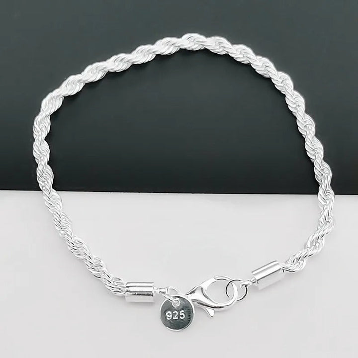 Ella – Silver Braided Rope Bracelet