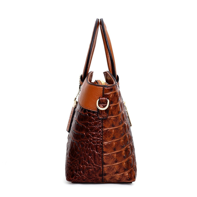 Amalia – Bicolor Crocodile Texture Handbag