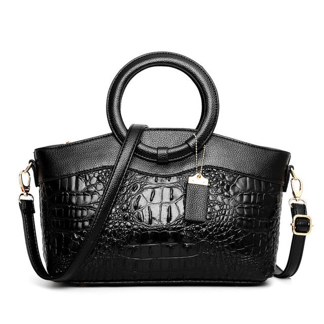 Amalia – Bicolor Crocodile Texture Handbag