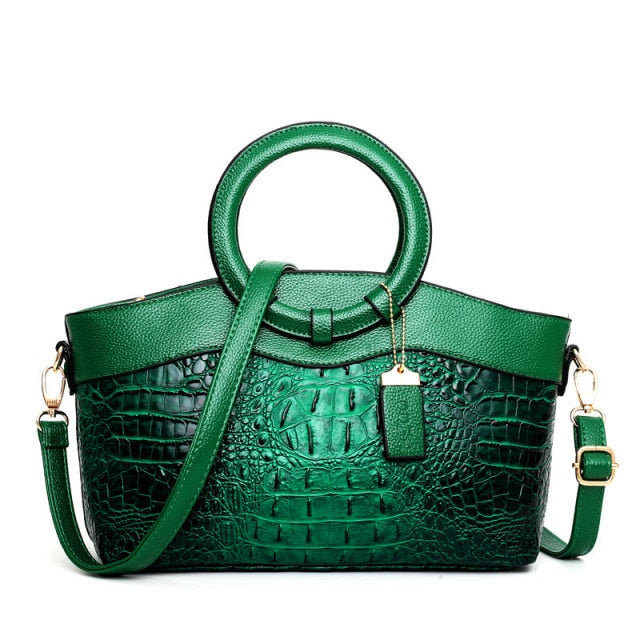 Amalia – Bicolor Crocodile Texture Handbag