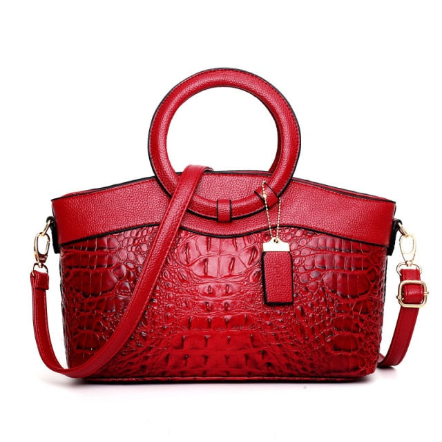 Amalia – Bicolor Crocodile Texture Handbag