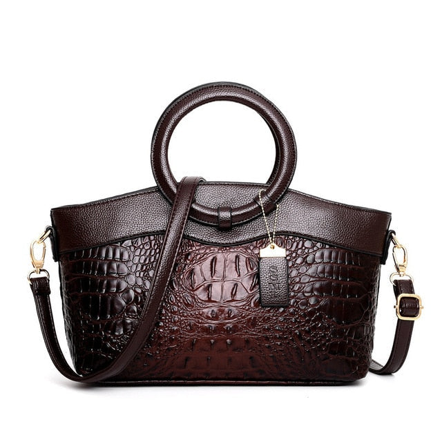 Amalia – Bicolor Crocodile Texture Handbag