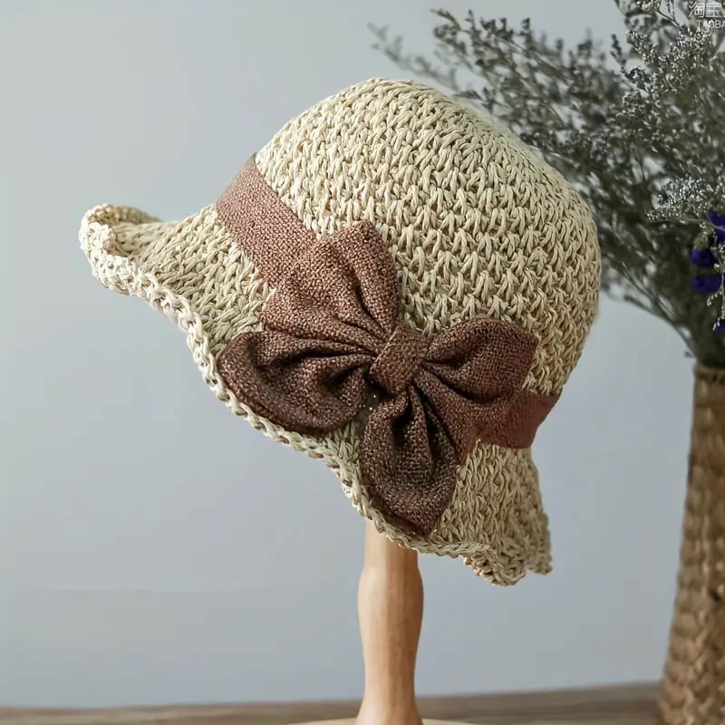 Roselle – Braided sun hat with decorative bow