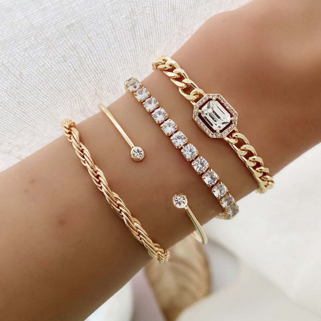 Viva Bracelet Set | Adjustable Alloy, Sparkling Rhinestones
