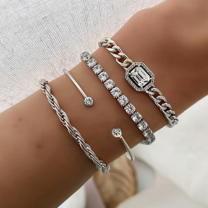 Viva Bracelet Set | Adjustable Alloy, Sparkling Rhinestones